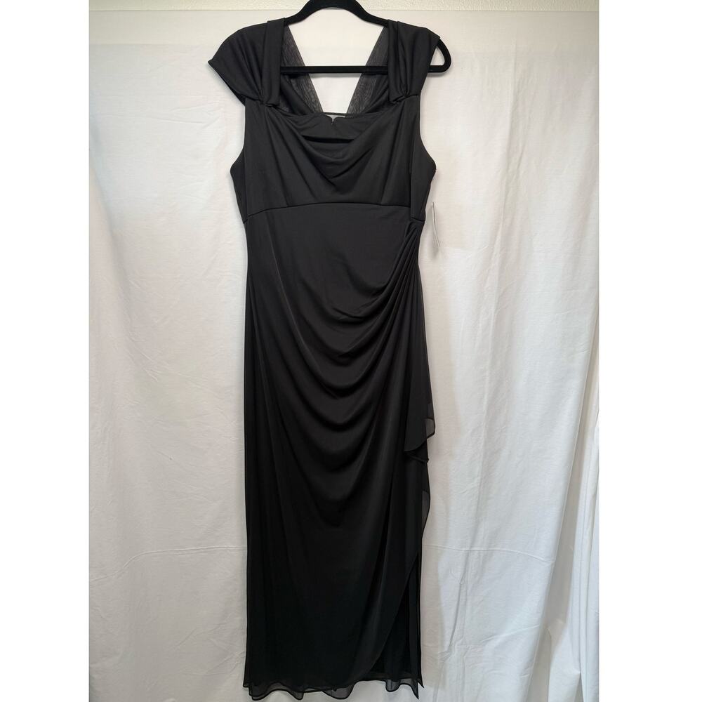 Alex Evenings Draped Neck Cap Sleeve Gown, Black, Size 12 - NEW with tags! - Picture 3 of 9